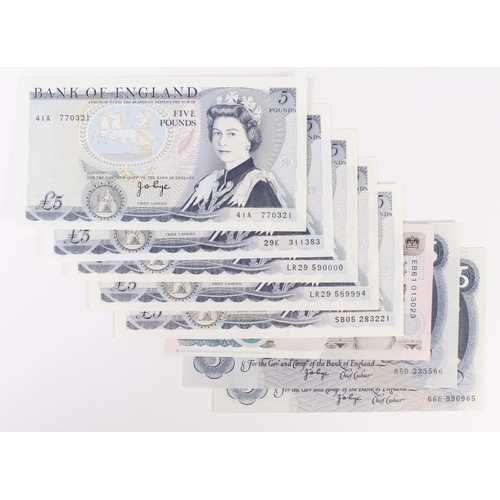 83 - Bank of England (8) a range of 5 Pounds, Page 5 Pounds (2) issued 1971 serial 85D 333586 & 66E 99096... 