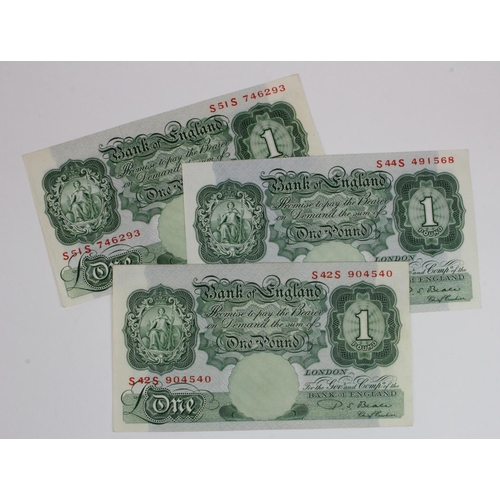 92 - Beale 1 Pound (3) issued 1950, scarce REPLACEMENT notes, serial S42S 904540, S44S 491568 and S51S 74... 