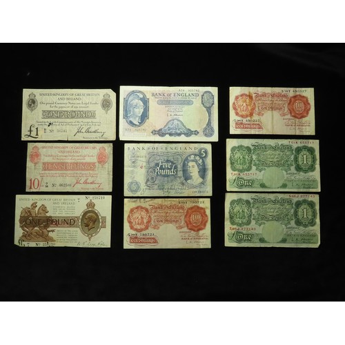 61 - Bank of England & Treasury (24), a collection of lower grade and damaged notes comprising Peppiatt W... 