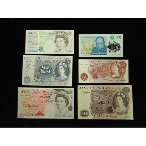 66 - Bank of England (15) an exceptional collection of TRUE FIRST & LAST notes, Hollom 10 Pounds A01, 5 P... 