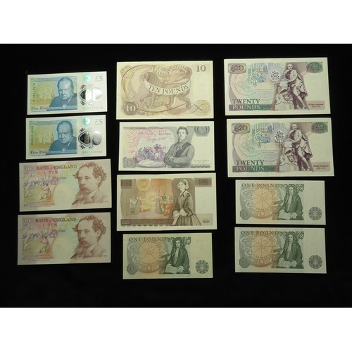 74 - Bank of England (30), Gill 20 Pounds (2), 10 Pounds and 5 Pounds, Page 10 Pounds REPLACEMENT note 'M... 