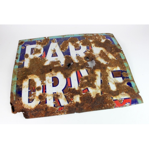 626 - Advertising. A multi-coloured enamel sign 'Park Drive'', worn with loss, 61cm x 52cm approx. BUYER C... 