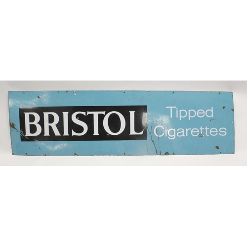 633 - Advertising. Large enamel sign 'Bristol Tipped Cigarettes', 152cm x 43.5cm approx. BUYER COLLECTS