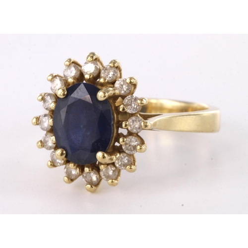 72 - 14ct stamped Gold Sapphire and Diamond Ring size M weight 4.6g