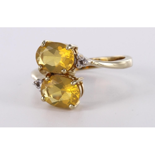 73 - 9ct hallmarked Gold Gems TV Brazilian Fire Opal and White Topaz Ring, gem weight 1.475ct size N weig... 