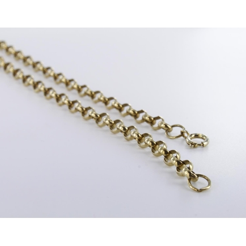 79 - 9ct yellow gold belcher link chain necklace with bolt ring clasp, length 67cm long, weight 19.9g