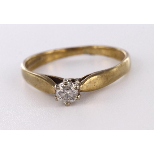 84 - 9ct yellow gold diamond solitaire ring, diamond weight approx. 0.10ct, finger size L, weight 1.6g