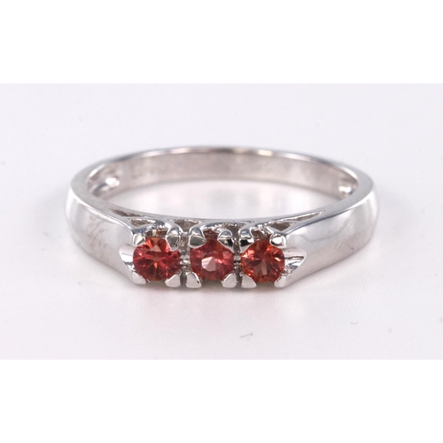 93 - 18ct hallmarked White Gold Gems TV Padparadscha Sapphire Ring, gem weight 0.270ct size N weight 3.5g... 