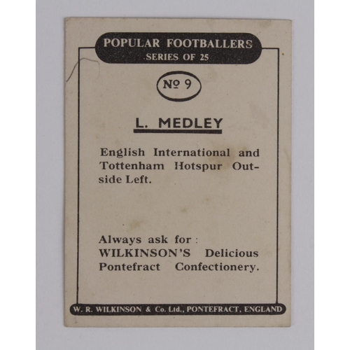 610 - Wilkinson (Confectionery) - Popular Footballers, type card, no.9 L Medley, G - VG, cat value £60