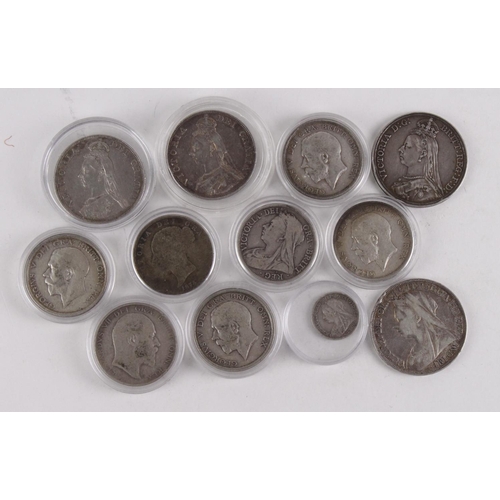 1036 - GB Pre 1920 silver (12) includes Crowns 1887 & 1896LX, Double Florins x2, Halfcrowns x7 & Sixpence 1... 