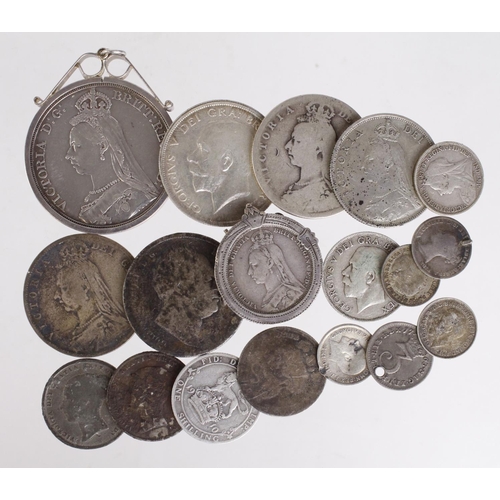 1061 - GB Silver (16) 19th-20thC assortment, mixed grade (some holed/altered) plus a couple of forgeries.