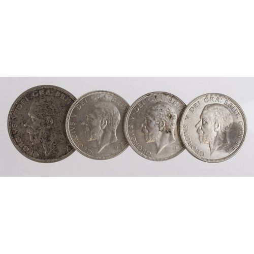 1063 - GB Silver (4) George V: Halfcrown 1934 GVF, and 3x Florins 1928 EF, 1931 EF, and 1935 patchy toned E... 