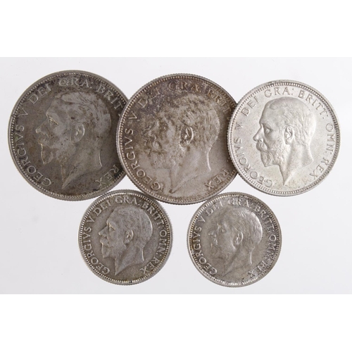 1064 - GB Silver (5): George V Halfcrowns, Florin and Shillings, 1928-1936, VF-GEF