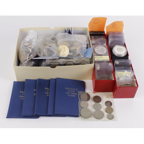 1096 - GB. Assortment of mainly Cu-Ni Crowns along with four silver 1oz Britannias and other commemorative ... 