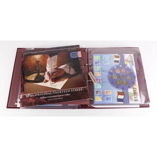 1184 - World Sets: 16x Euro coin covers 2002 in an album 'The Euro Collection 2002', plus a set of USA 'The... 