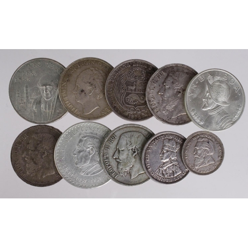 1185 - World Silver (10) mostly crown-size silver, 19th-20thC, mixed grade.