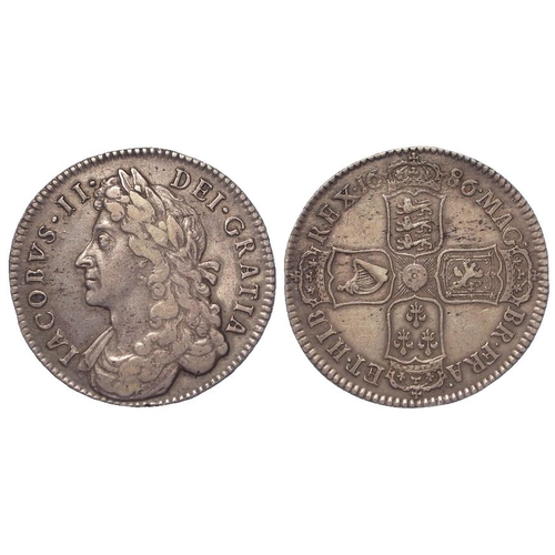 131 - Halfcrown 1686 Secundo, S.3408, VF