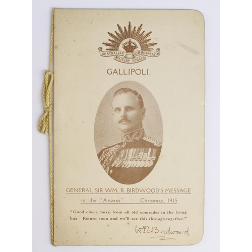 1420 - Australian Gallipoli - General Sir Wm R. Birdwoods Message to the 