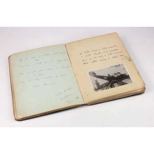 1425 - Autograph album an interesting WW1 example with a large number of entries which include two pages re... 