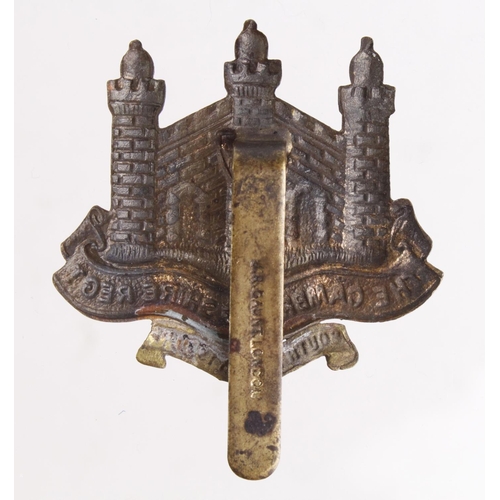 1588 - Cap badge, The Cambridgeshire Regt, South Africa 1900-02 scroll. Slider maker marked J R Gaunt Londo... 