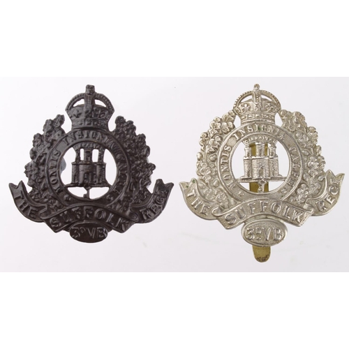 1597 - Cap Badges - Suffolk Regt 3rd Vol Bn w/m, and 3rd Vol Bn in Bronze.  (2)