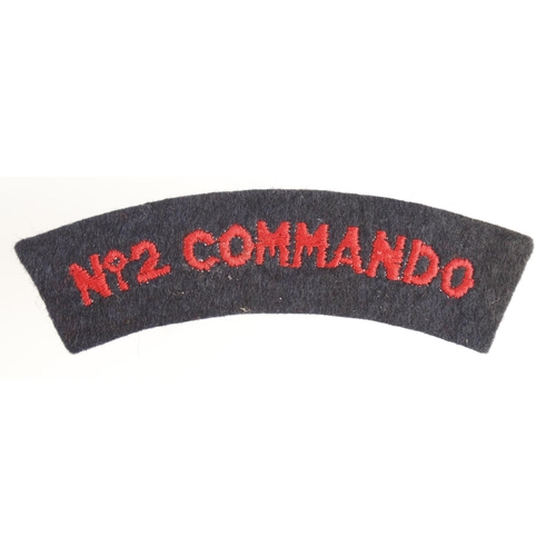 1624 - Cloth Badge: No. 2 Commando WW2 embroidered felt shoulder title badge in excellent unworn condition.