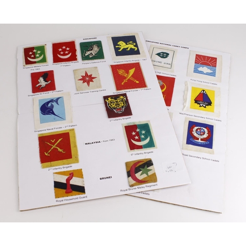 1638 - Cloth Badges: Singapore Military Forces & Singapore National Cadet Corps collection of printed forma... 