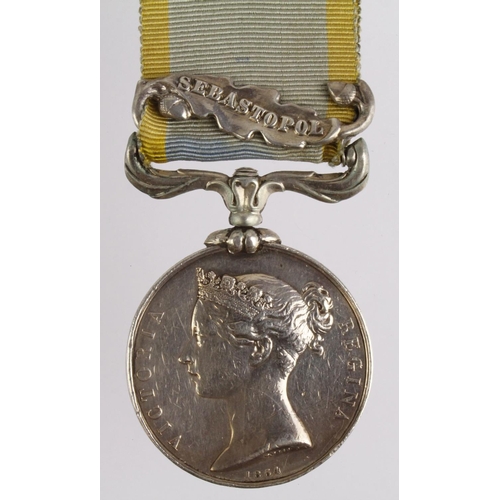 1647 - Crimea Medal 1854 with Sebastopol clasp, engraved (Joseph Yarnall 28th Regt) North Gloucestershire R... 