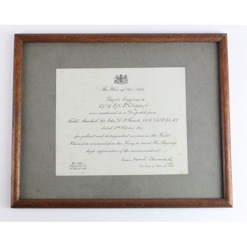 1692 - Framed MID Certificate for 23115 Sjt E Chidgey RE. Note - Sjt E Chidgey was DCM, MM, Medaille Milita... 