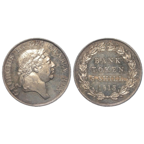 192 - Three Shillings Bank Token 1814 EF, light hairlines.