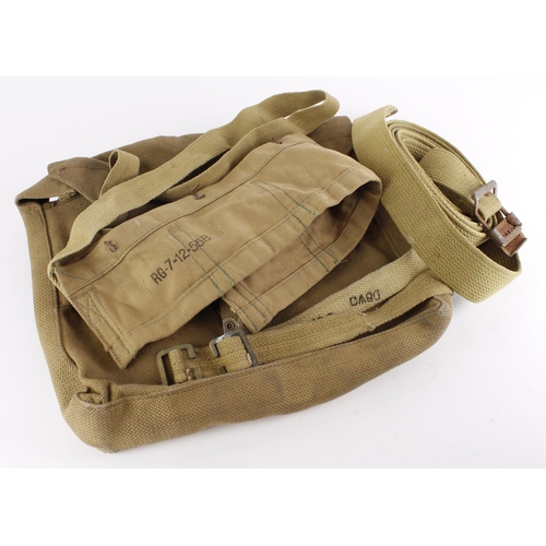 2309 - WW2 Webbing - various - one piece marked 'RG-7-12-55B'. Bag 'B.S.C.1942D' 'C' arrow '90'.