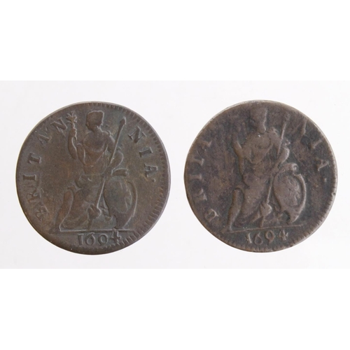 241 - Farthings (2) William & Mary 1694, VG and F-GF