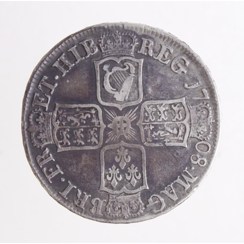 279 - Halfcrown 1708 Septimo, E below bust, Edinburgh Mint, S.3605, Fine.