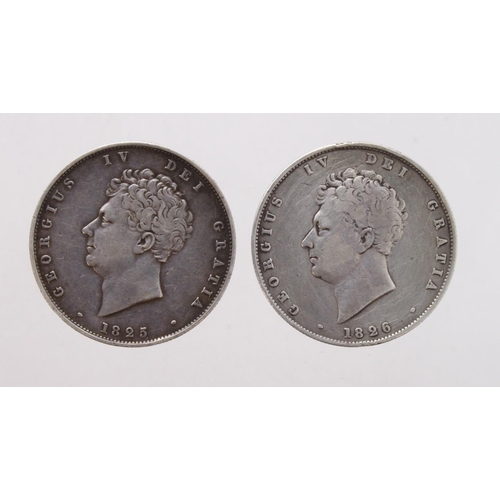 312 - Halfcrowns (2): 1825 nVF, and 1826 F