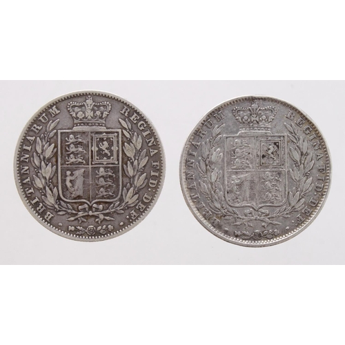 315 - Halfcrowns (2): 1844 aF, and 1845 F