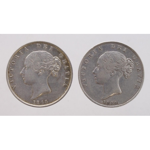 316 - Halfcrowns (2): 1846 GF, and 1850 F