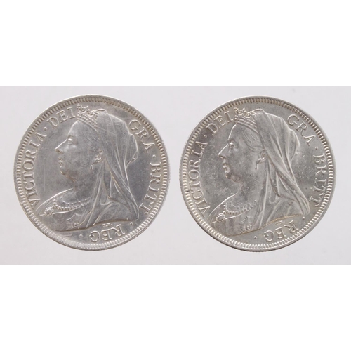 317 - Halfcrowns (2): 1899 GVF scratches, and 1900 EF