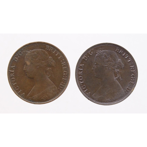 320 - Halfpennies (2): 1869 GF, and 1874H EF