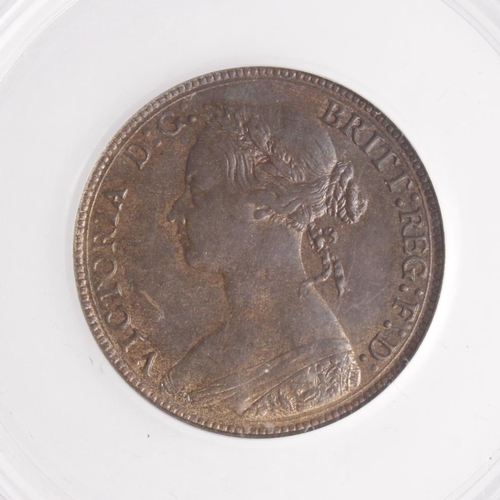 338 - Halfpenny 1879 Dies 15+O Freeman 339 slabbed CGS UNC 82, ex-Lockdales A75, L202.