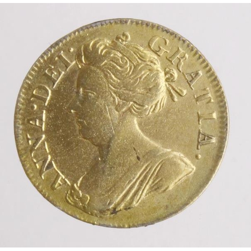 345 - Maundy Fourpence 1713, gilt obverse, possibly ex-mount, VF