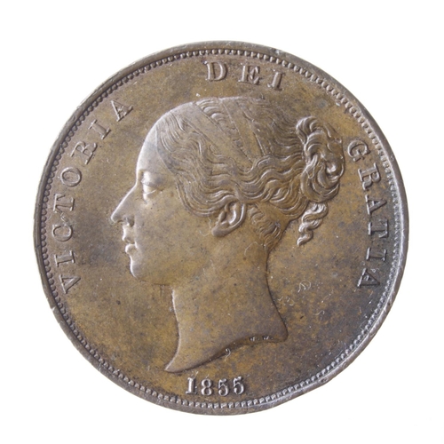 366 - Penny 1855 PT, toned EF, edge knock.