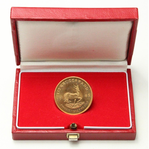 589 - South Africa Half Krugerrand 1989 GEF in a red box