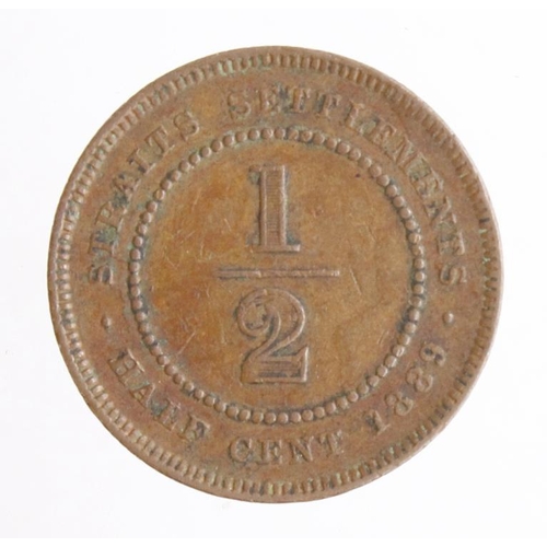 598 - Straits Settlements Half Cent 1889 nVF