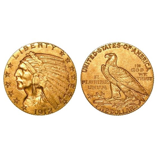 609 - USA gold $5 Half Eagle 1912 nEF (by the 'Red Book')