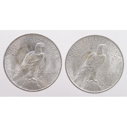 615 - USA Peace Silver Dollars (2): 1922 GEF, and 1923 BU