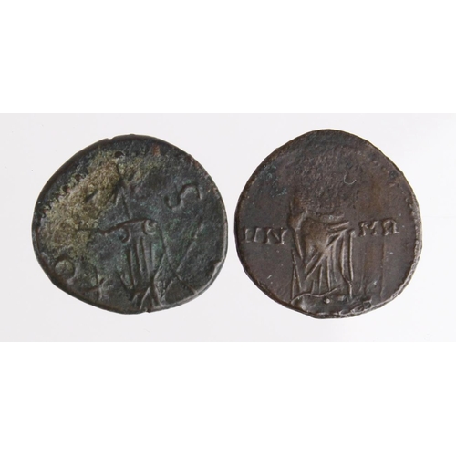 618 - A barbarous radiate, the obverse of quite good style, nVF/F; together with a billon reduced Centenio... 