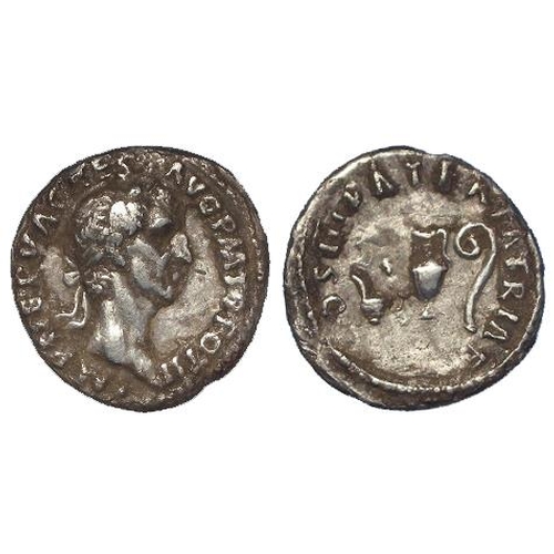 689 - Nerva silver Denarius, Rome Mint 97AD, as Sear 3023 but obverse reads: IMP NERVA CAES AVG P M TR POT... 