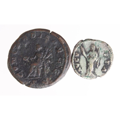 692 - Otacilia Severa dupondius. Rev: Concordia. Sear 9172, Fine; together with a Diva Faustina Denarius o... 