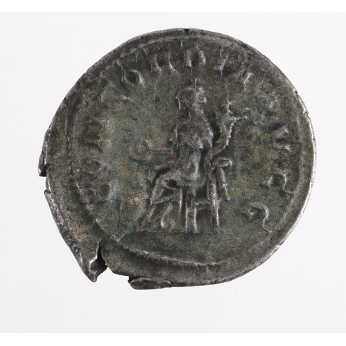 693 - Otacilia Severa silver Antoninianus, Rome Mint 247 AD. Rev: Concordia seated left, holding single co... 