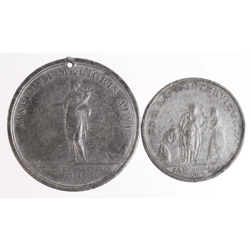 757 - British Commemorative Medals (2): Treaty of Paris 1814 by Thomason. Obv: Busts of George Prince Rege... 